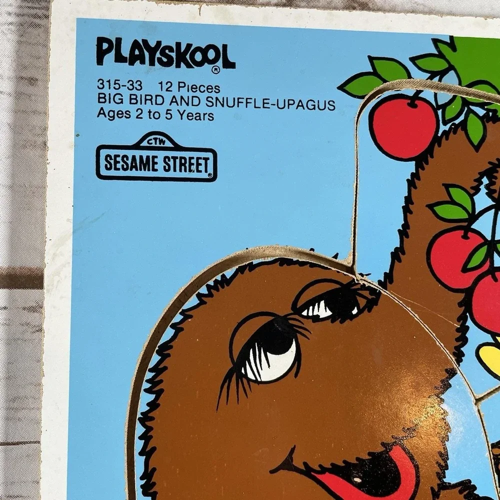 Vintage Playskool Sesame Street Wooden Puzzles Lot Bert Ernie, Big Bird & Snuffy